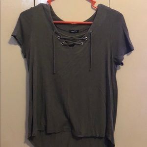 olive green corset tied t shirt